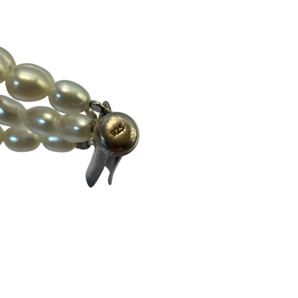 Vintage 4 Strand Pearl Necklace Layered Collar Bib Choker Sterling Silver Clasp - Picture 9 of 10